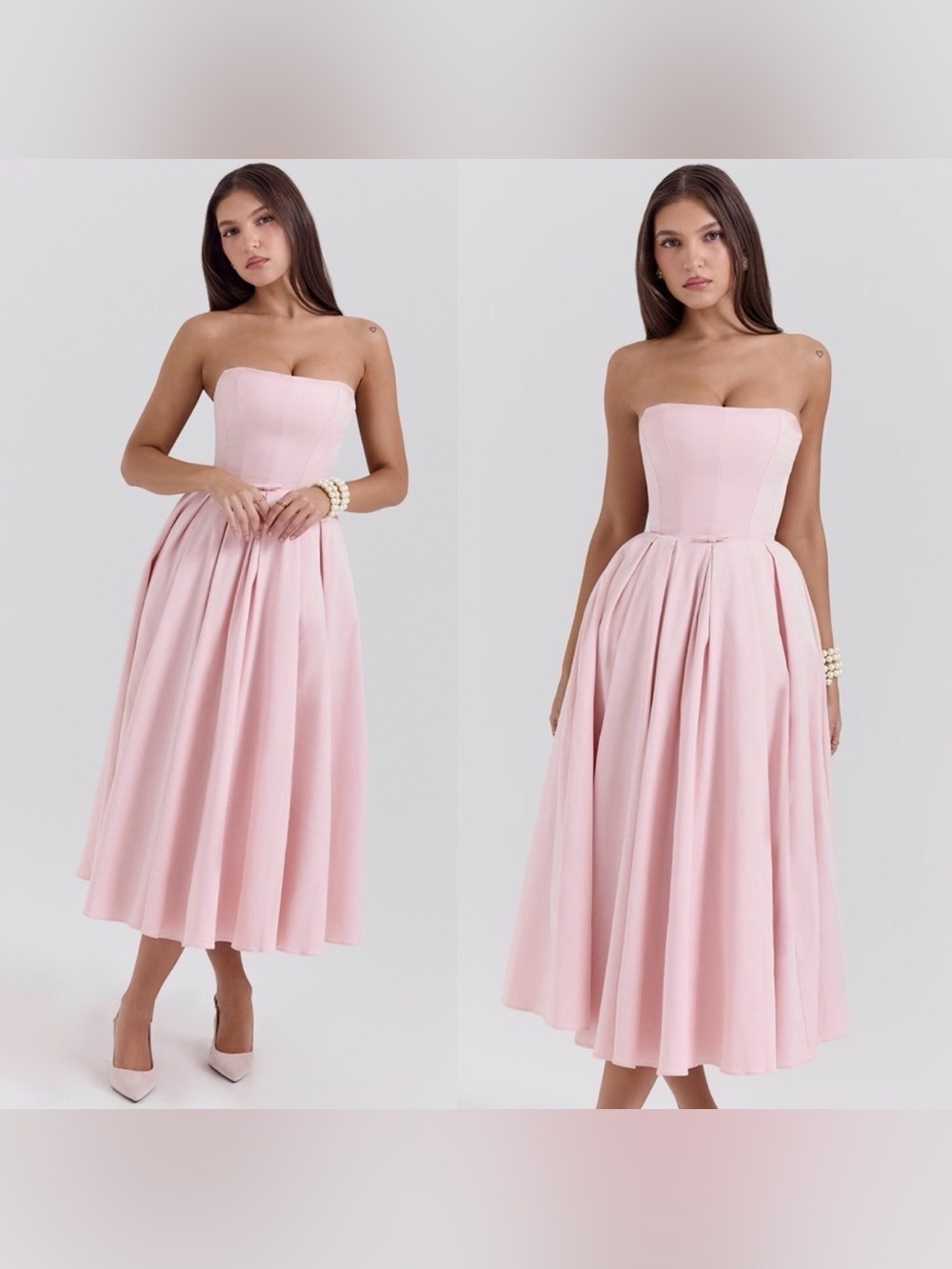 House of CB Contessa Parisian Pink Strapless Corset Midi Dress NWOT size S $299 - Picture 4 of 10